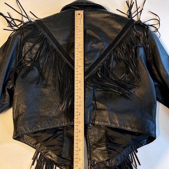 Wilsons Leather Black Fringe Leather Jacket Womens S • Boho Y2K Moto Festival - Picture 6 of 6